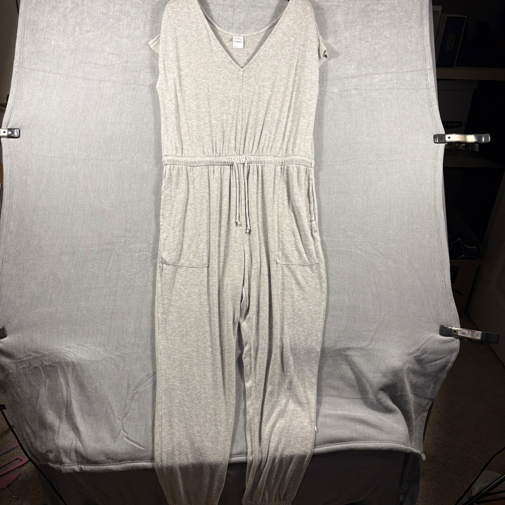 Stars Above Womens Gray Perfectly Cozy Lounge Jumpsuit Jogger Sleepwear Large